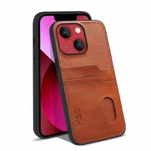 For iPhone 13 mini KSQ Calf Texture All-inclusive PU Phone Case (Brown)