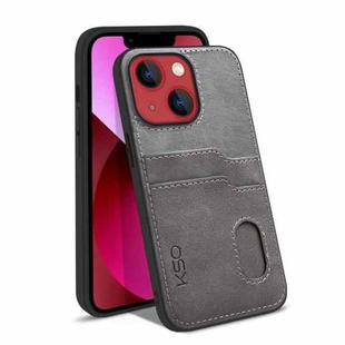 For iPhone 13 mini KSQ Calf Texture All-inclusive PU Phone Case (Grey)