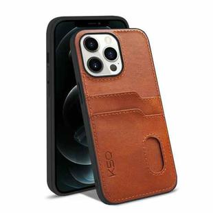For iPhone 13 Pro Max KSQ Calf Texture All-inclusive PU Phone Case (Brown)