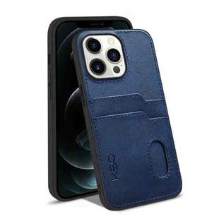 For iPhone 13 Pro Max KSQ Calf Texture All-inclusive PU Phone Case (Blue)