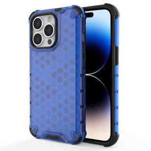 For iPhone 14 Pro Max Shockproof Honeycomb PC + TPU Phone Case (Blue)