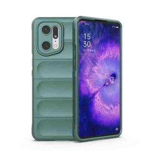 For OPPO Find X5 Pro Magic Shield TPU + Flannel Phone Case(Dark Green)