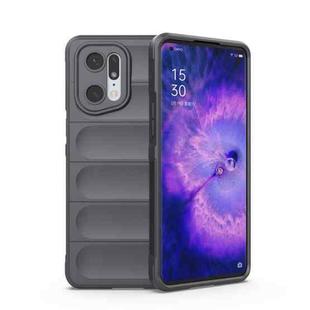 For OPPO Find X5 Pro Magic Shield TPU + Flannel Phone Case(Dark Grey)