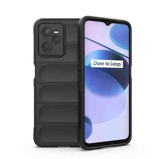 For OPPO Realme C35 Magic Shield TPU + Flannel Phone Case(Black)