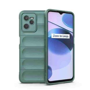 For OPPO Realme C35 Magic Shield TPU + Flannel Phone Case(Dark Green)