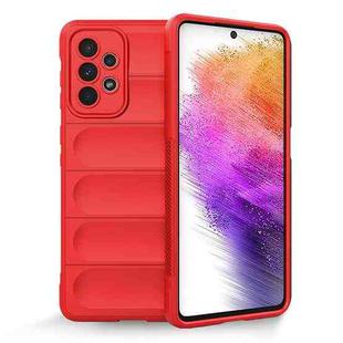 For Samsung Galaxy A73 Magic Shield TPU + Flannel Phone Case(Red)