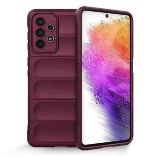 For Samsung Galaxy A73 Magic Shield TPU + Flannel Phone Case(Wine Red)