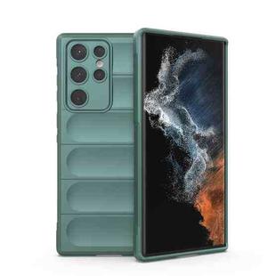 For Samsung Galaxy S22 Ultra 5G Magic Shield TPU + Flannel Phone Case(Dark Green)