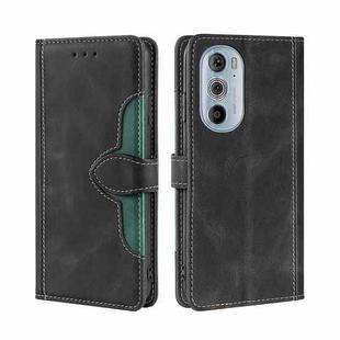 For Motorola Edge+ 2020/Edge 30 Pro Stitching Skin Feel Magnetic Buckle Horizontal Flip PU Leather Case(Black)