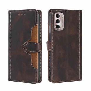 For Motorola Moto G Stylus 5G 2022 Stitching Skin Feel Magnetic Buckle Horizontal Flip PU Leather Case(Brown)