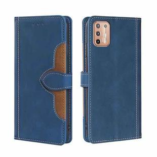 For Motorola Moto G9 Plus Stitching Skin Feel Magnetic Buckle Horizontal Flip PU Leather Case(Blue)