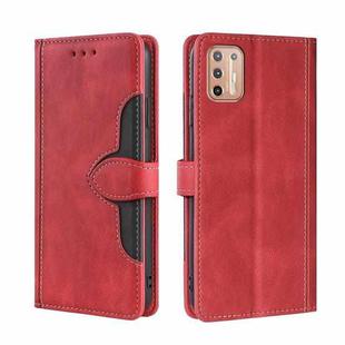 For Motorola Moto G9 Plus Stitching Skin Feel Magnetic Buckle Horizontal Flip PU Leather Case(Red)