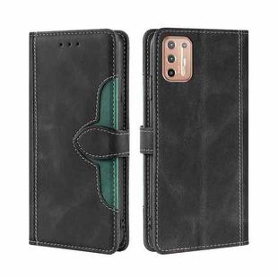 For Motorola Moto G9 Plus Stitching Skin Feel Magnetic Buckle Horizontal Flip PU Leather Case(Black)