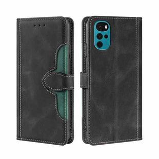 For Motorola Moto G22 Stitching Skin Feel Magnetic Buckle Horizontal Flip PU Leather Case(Black)