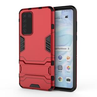 For Huawei P40 PC + TPU Shockproof Protective Case with Holder(Red)
