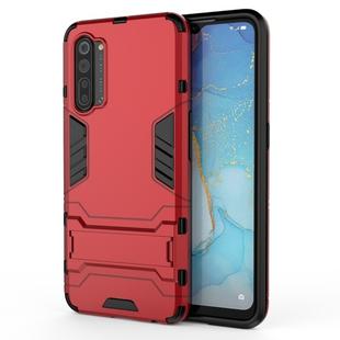 For OPPO Reno3 PC + TPU Shockproof Protective Case with Holder(Red)