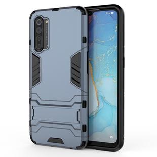 For OPPO Reno3 PC + TPU Shockproof Protective Case with Holder(Navy Blue)