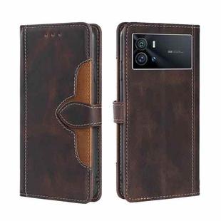 For vivo iQOO 9 Stitching Skin Feel Magnetic Buckle Horizontal Flip PU Leather Case(Brown)