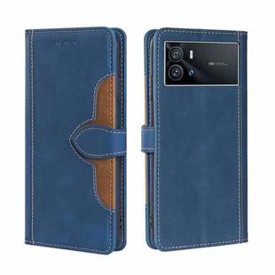 For vivo iQOO 9 Stitching Skin Feel Magnetic Buckle Horizontal Flip PU Leather Case(Blue)