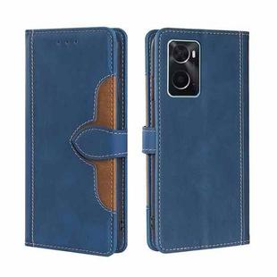 For OPPO A36/A76 Global Stitching Skin Feel Magnetic Buckle Horizontal Flip PU Leather Case(Blue)