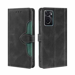 For OPPO A36/A76 Global Stitching Skin Feel Magnetic Buckle Horizontal Flip PU Leather Case(Black)