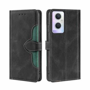 For OPPO A96 5G Stitching Skin Feel Magnetic Buckle Horizontal Flip PU Leather Case(Black)