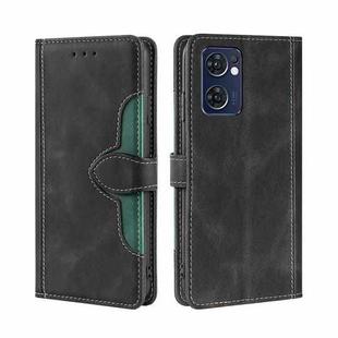 For OPPO Find X5 Lite Stitching Skin Feel Magnetic Buckle Horizontal Flip PU Leather Case(Black)