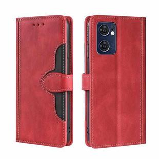 For OPPO Reno7 5G Global Stitching Skin Feel Magnetic Buckle Horizontal Flip PU Leather Case(Red)