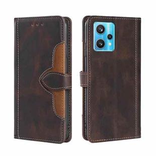 For OPPO Realme 9 Pro+ Stitching Skin Feel Magnetic Buckle Horizontal Flip PU Leather Case(Brown)