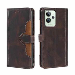For OPPO Realme GT2 Pro Stitching Skin Feel Magnetic Buckle Horizontal Flip PU Leather Case(Brown)