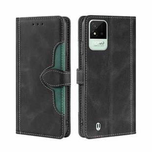 For OPPO Realme Narzo 50i Stitching Skin Feel Magnetic Buckle Horizontal Flip PU Leather Case(Black)