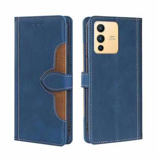 For vivo S12 5G/V23 Stitching Skin Feel Magnetic Buckle Horizontal Flip PU Leather Case(Blue)