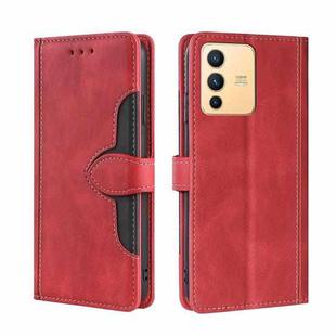 For vivo S12 5G/V23 Stitching Skin Feel Magnetic Buckle Horizontal Flip PU Leather Case(Red)