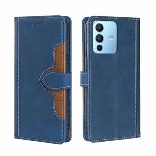 For vivo S12 Pro 5G/V23 Pro Stitching Skin Feel Magnetic Buckle Horizontal Flip PU Leather Case(Blue)