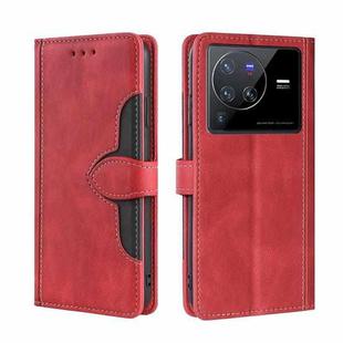 For vivo X80 Pro Stitching Skin Feel Magnetic Buckle Horizontal Flip PU Leather Case(Red)
