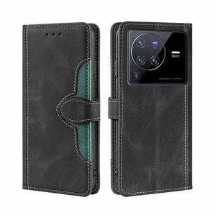 For vivo X80 Pro Stitching Skin Feel Magnetic Buckle Horizontal Flip PU Leather Case(Black)