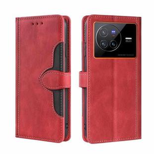 For vivo X80 Stitching Skin Feel Magnetic Buckle Horizontal Flip PU Leather Case(Red)