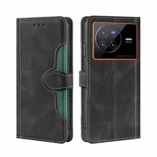 For vivo X80 Stitching Skin Feel Magnetic Buckle Horizontal Flip PU Leather Case(Black)
