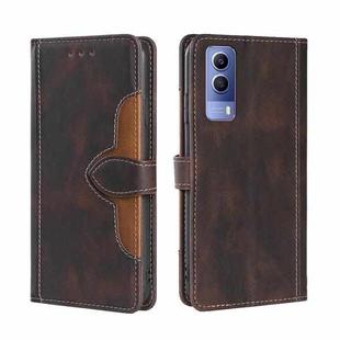 For vivo Y53S 5G/iQOO Z5x/T1X Stitching Skin Feel Magnetic Buckle Horizontal Flip PU Leather Case(Brown)