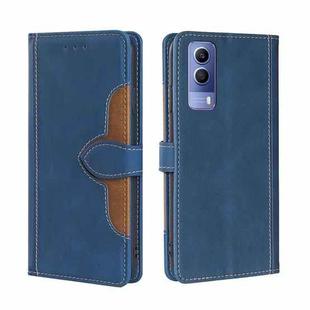 For vivo Y53S 5G/iQOO Z5x/T1X Stitching Skin Feel Magnetic Buckle Horizontal Flip PU Leather Case(Blue)