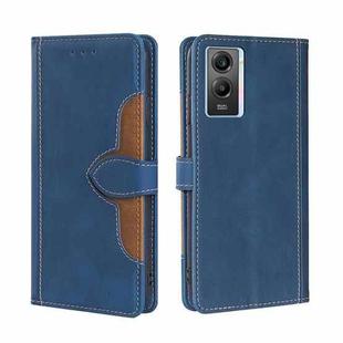 For vivo  Y55S 5G Stitching Skin Feel Magnetic Buckle Horizontal Flip PU Leather Case(Blue)