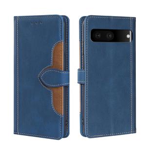For Google Pixel 7 5G Stitching Skin Feel Magnetic Buckle Horizontal Flip PU Leather Case(Blue)