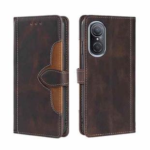 For Huawei Nova 9 SE Stitching Skin Feel Magnetic Buckle Horizontal Flip PU Leather Case(Brown)