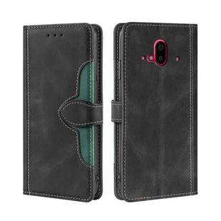 For Fujitsu Arrows F-52B Stitching Skin Feel Magnetic Buckle Horizontal Flip PU Leather Case(Black)