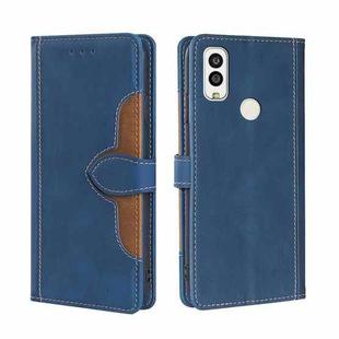 For Kyocera Android One S9/KC S304/Digno Sanga Edition Stitching Skin Feel Magnetic Buckle Horizontal Flip PU Leather Case(Blue)