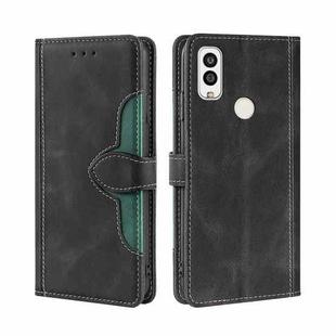 For Kyocera Android One S9/KC S304/Digno Sanga Edition Stitching Skin Feel Magnetic Buckle Horizontal Flip PU Leather Case(Black)