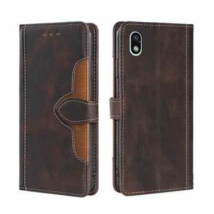 For Sony Xperia Ace III Stitching Skin Feel Magnetic Buckle Horizontal Flip PU Leather Case(Brown)