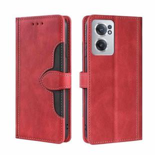 For OnePlus Nord CE 2 5G Stitching Skin Feel Magnetic Buckle Horizontal Flip PU Leather Case(Red)