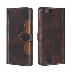 For ZTE Tempo X/Vantage/Z839/N9137 Stitching Skin Feel Magnetic Buckle Horizontal Flip PU Leather Case(Brown)