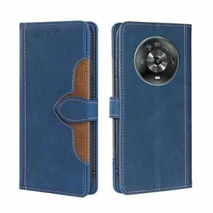 For Honor Magic4 Stitching Skin Feel Magnetic Buckle Horizontal Flip PU Leather Case(Blue)